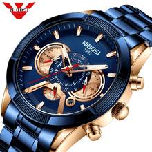 Nibosi relógio masculino de marca famosa e luxuosa, grande, à prova d'água, azul de quartzo, cronógrafo, esportivo, relógio de pulso masculino 2024 - compre barato