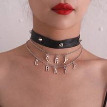 KMVEXO-Collar de cuero sintético con remache de punta para mujer, Gargantilla, conjunto Punk de múltiples capas, Cry Letter, gótico, joyería 2024 - compra barato