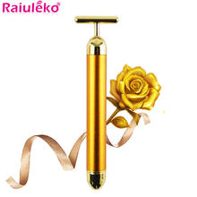 Facial Roller Massager Lift Skin Tightening Wrinkle Stick V Face Slimming 24k Gold Vibration Facial Beauty Bar Pulse Firming 2024 - buy cheap