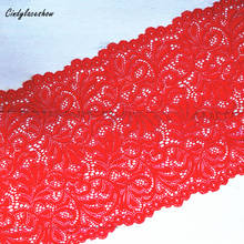 2 Yards 18 cm Wide Stretch Lace Trim Ribbon Red Leaves Elastic Lace Fabric Lingerie Bra Underwear Lace  Garters Sewing Materials 2024 - buy cheap