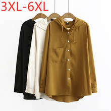 New 2021 Ladies Spring Autumn Plus Size Hoodie Top For Women Large Long Sleeve Loose Casual Khaki Pocket Shirt 3XL 4XL 5XL 6XL 2024 - buy cheap