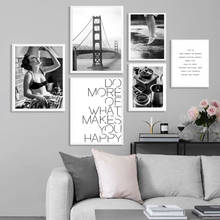 Black White Photography Poster Bridge Canvas Painting Nordic Quote Art Print Modern Wall Picture For Living Home Room Home Decor 2024 - buy cheap