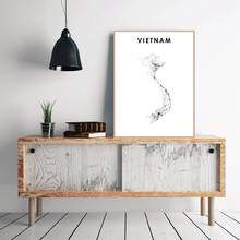 Póster en lienzo blanco y negro de mapa de Vietnam, impresiones artísticas de pared para el hogar, imagen de decoración de oficina 2024 - compra barato