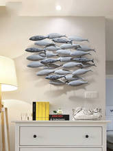 American Wrought Iron Sea Fish Group Wall Hanging Decoration Home Livingroom Wall Mural Ornaments Hotel Cafe Wall Sticker Crafts 2024 - buy cheap