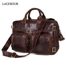 Genuine Leather Handbag Men Large Business Travel Shoulder Bag Male Soft Leather Back Pack Bags office 14 inch Laptop Bag 2024 - buy cheap