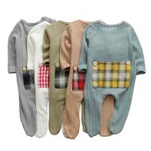 0-12M Baby Boy Foot Romper Solid Gray Black Knit Playsuit Infant Winter Warm Footies Jumpsuit For Newborn Baby Boys Sleepwear 2024 - buy cheap