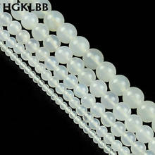 HGKLBB-espaciador de cornalina blanca de piedra Natural, cuentas sueltas redondas para hacer joyas, accesorios de pulsera diy de 4/6/8/10/12MM 2024 - compra barato