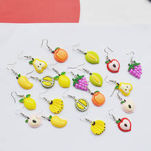 Pendientes coreanos Harajuku, creativos, emuladores de frutas, Temperamental, Mango de uva, simples, regalos para estudiantes 2024 - compra barato