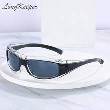 LongKeeper Sport Sunglasses Men Women Vintage Driving Goggles Double Frame Black Brown Oval Eyewear Oculos De Sol Masculino 2024 - buy cheap