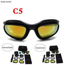 Gafas de sol polarizadas para exteriores, lentes tácticos del ejército C5, UV400, Airsoft, Kit de 4 lentes, para senderismo 2024 - compra barato