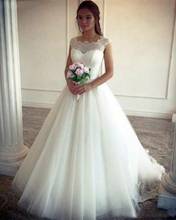 Angelsbridep Sheer Neck A-Line Wedding Dress 2021 Vestidos De Novia Fashion Appliques Floor-Length Formal Wedding Bride Dress 2024 - buy cheap