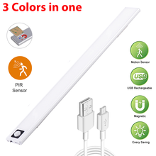 3 Color Dimmable Kitchen LED Lights Cabinet Light PIR Motion Sensor Thermal LED USB Rechargeable Aluminum Shell Lamp Night Light 2024 - buy cheap
