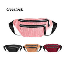Geestock Women Fanny Pack Fashion Corduroy Waist Bag Designer Zipper Travel Waist Pack Phone Chest Bag Bum Belt Bags 2024 - buy cheap