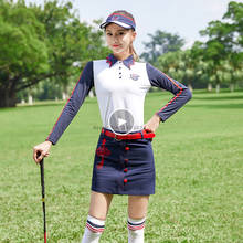 MG-uniforme de Golf para mujer, camiseta de manga larga, camisa deportiva para mujer, pantalones de falda corta azul marino, otoño y primavera 2024 - compra barato