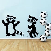 Pegatinas de pared para guardería de niños, calcomanía de vinilo de mapache, Mural de animales, decoración para dormitorio de niños, decoración divertida para habitación de bebé O234 2024 - compra barato