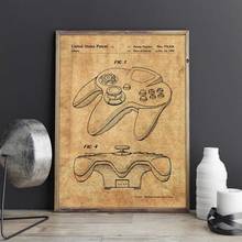 Nintendo 64 Game Controller patent, wall art , posters, room decor,vintage print,blueprint, gift idea, games wall Decorations 2024 - buy cheap