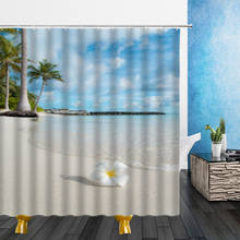 Ocean Shower Curtains Summer Hawaii Sunny Beach Scenery Seaside 3D Bathroom Decor Home Bathtub Waterproof Cloth Curtain Set 2024 - buy cheap