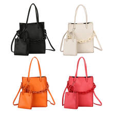 2pcs Women Composite Bags Set Solid Color Messenger Handbag Tote Thick Chain Leather Travel Crossbody Shoulder Bag Purse 2024 - buy cheap