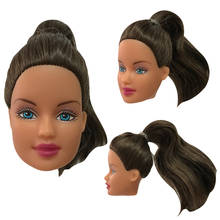 NK One Pcs-Cabeza de muñeca de pelo largo marrón para niña, accesorios para muñecas, el mejor regalo de bricolaje, 1/6 muñecas 110A 2024 - compra barato