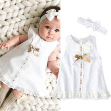 Vestido infantil para meninas, vestido recém-nascido de 0 a 24 meses, branco de neve, costas nuas, princesa, roupa de festa, vestido de verão 2024 - compre barato