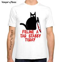 Funny Black Cat Gift For Cats Lovers Tshirt Black Cat What Feline A Tad Stabby Today Letter Costume men T Shirt Short Sleeve Top 2024 - buy cheap