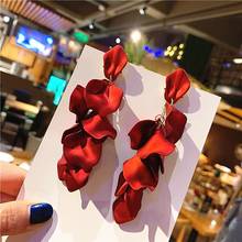 Exknl Red Flower Petal Earrings For Women 2021 Vintage Sexy Tassel Long Statement Earrings Fashion Fashion Jewelry Pendientes 2024 - compre barato