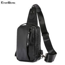 Men's Casual Chest bag Fashion USB charging Messenger Bag Brand PU Leather Shoulder Bag Multifunction Small Black Crossbody Bags 2024 - buy cheap