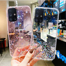 Capa macia transparente com glíter estrela, para samsung galaxy s21 a50 a30s a50s a51 a71 a31 a41 m51 m31s m30s m21 m31 2024 - compre barato