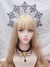 Our Lady of Lolita Halo Headdress Hair Accessories Pope Gorgeous Black Tiara Dark Gothic Photo Catwalk 2024 - buy cheap
