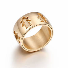 Novo aço inoxidável ouro little girl & boy 12mm anéis de largura para mulheres boa qualidade noivado dedo anéis para o amor da família 2024 - compre barato