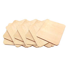 Piezas de madera sin terminar, paquete de 10 piezas de madera con forma cuadrada, artesanías rústicas naturales 2024 - compra barato
