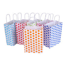 12 unids/set de papel Kraft Cute puntos fiesta Favor bolsas con asa de regalo bolsas para niños de la boda bolsa de paquete 2024 - compra barato