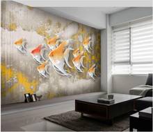 3d обои на заказ, современные минималистичные рельефные обои с изображением Золотой подводной рыбы, комнат, домашний декор, настенные 3d фрески, обои для стен 3 d 2024 - купить недорого