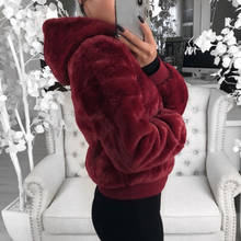 2020 New Faux Fur Women Coat With Hood High Waist Fashion Slim Black Red  Faux Fur Jacket Fake Rabbit Fur Coats 2024 - buy cheap