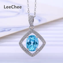 Natural bule topaz pendant for women 7*9mm gemstone fine jewelry necklace daily wear for office lady 925 Solid Sterling Silver 2024 - buy cheap