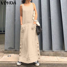 VONDA Sexy Solid Maxi Dress Club O Neck Sleeveless Long Dresses Women Party Robe Femme Casual Loose Sundress 2021 Bohemian 5XL 2024 - buy cheap