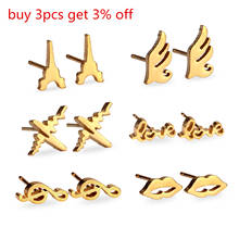 LUXUSTEEL Earring Sets For Women Brinco pendientes Stainless Steel Gold Color Geometry Stud Earring Fashion Jewelry Christmas 2024 - buy cheap