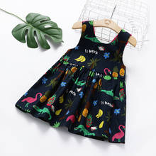 2019 baby girls print dress sleeveless back bow for children's dresses kids cute party cotton dress clothes 2024 - buy cheap