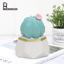 Roogo Resin Cactus Flower Pot Shaped Nordic Figurines For Home Decor Creative Gift for Girl Friend Cute Ornaments Home Garden 2024 - buy cheap