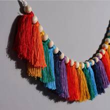 2021 New Hand-woven Home Tapestry Tassel Color Wooden Beads Wall Hanging Creative Room Wall Decoration 2024 - buy cheap