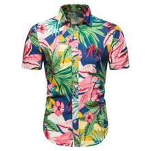Camisa hawaiana con estampado para hombre, ropa de calle informal de manga corta, Blusa de algodón de lino Floral para playa, ropa de verano, 2020 2024 - compra barato