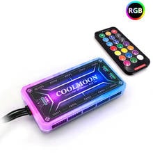 Coolmoon-controlador de ventoinha rgb, luminoso, muda de cor, controle rgb, 10 6pin, 2 4pin, portas, barra de luz 2024 - compre barato