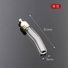 10pcs Bent pipe shape 5mm cap glass Vial Pendant locket charms mini wish glass bottles with Tassel cap name on rice art jewelry 2024 - buy cheap