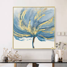 Blue Gold Flower Nordic Poster Abstract Wall Art Canvas Painting Posters and Prints Golden Wall Pictures for Living Room Decor 2024 - buy cheap