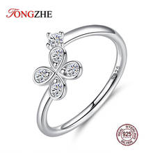TONGZHE 925 Sterling Silver Open Ring Flower Minimalist Finger Rings For Women Bohemian Jewelry CZ Crystal Adjustable Thin Ring 2024 - buy cheap