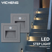 LED Stair Wall Lamp PIR Motion Sensor Modern LED Step Lamp AC 85-265V 3W Indoor Lighting Recessed Corridor Night Light Footlight 2022 - buy cheap
