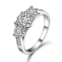 Anel de noivado 1.7 de prata esterlina cttw, anel de diamante de moissanite para mulheres, 3 pedras, joia para casamento, placa de ouro branco 2024 - compre barato