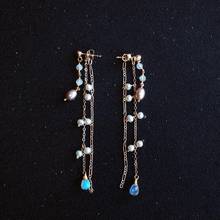 Lii Ji Dangle Moonstone Drop Beads Freshwater Pearl Handmade 925 Sterling Silver 18K Gold Color Stud Earrings Women Jewelry 2024 - buy cheap