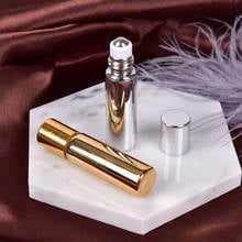 Frascos de vidro + rolo de óleo essencial de metal, com rolo de vidro de esferas, aromaterapia, perfumes para buço, rolo de vidro na garrafa de 5ml, 1 peça 2024 - compre barato