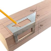 Regla de Ángulo de medición, trazador de carpintería de aluminio, regla T multifunción, regla de ángulo de 45/90 grados, herramientas de medición de madera 20 #28 2024 - compra barato